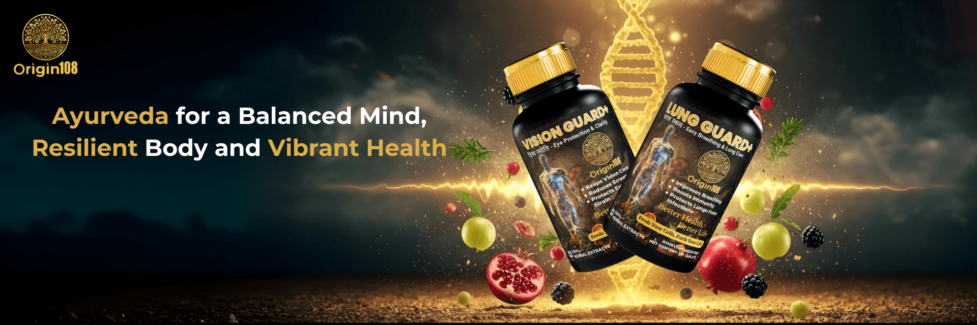 Ayurvedic supplements for daily wellness and strength by Origin108